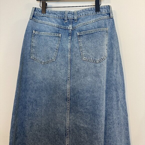 FREE PEOPLE We The Free Come As You Are Denim Maxi Skirt in Wash Medium Indigo - Picture 9 of 15